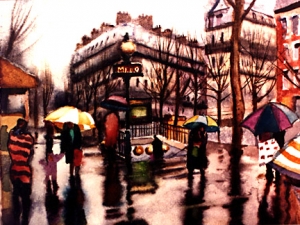 Paris Rain Metro