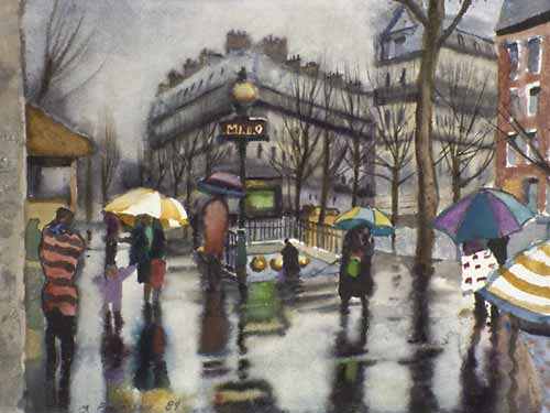 Paris Rain Metro